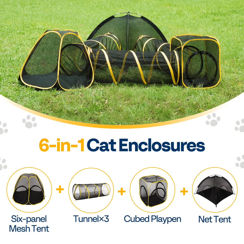 Espace de jeu multi-positions dans l’enclos VIVOHOME pour chats actifs.