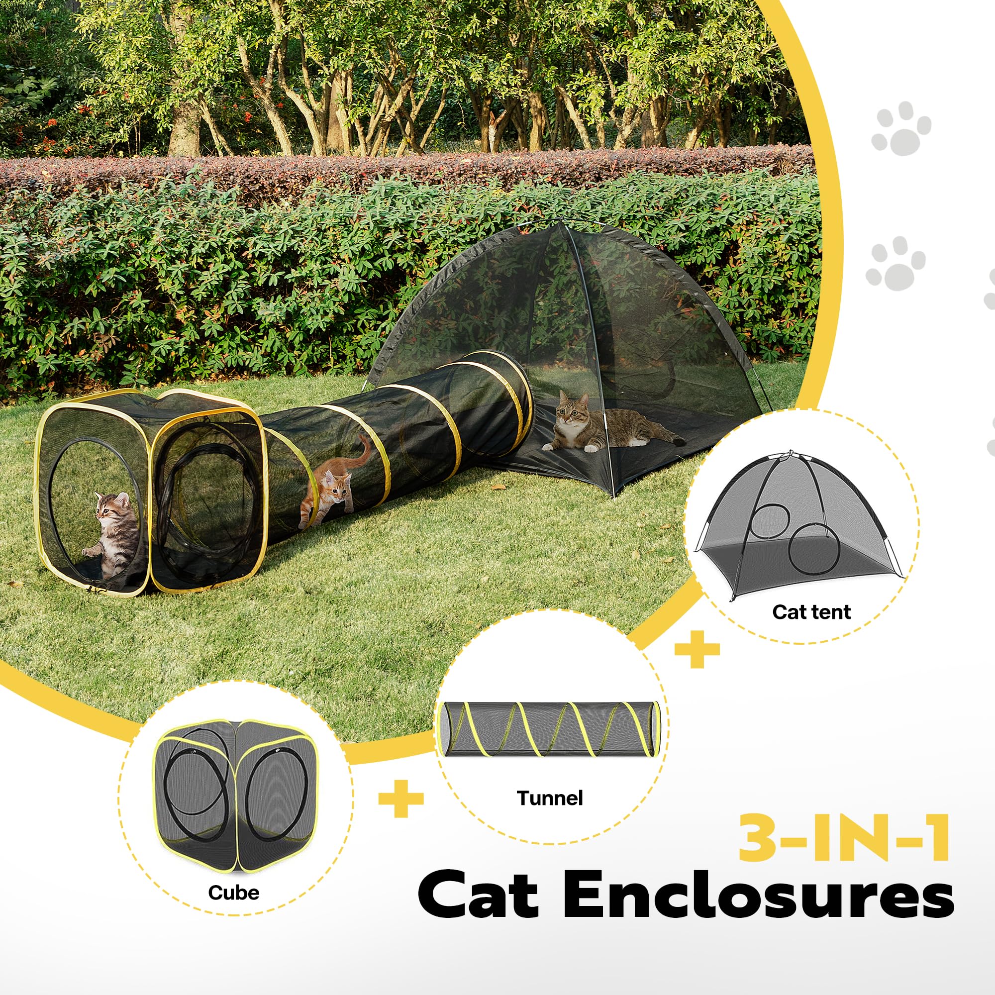 VIVOHOME Enclos chat extérieur, cabane confortable pour repos et observation.
