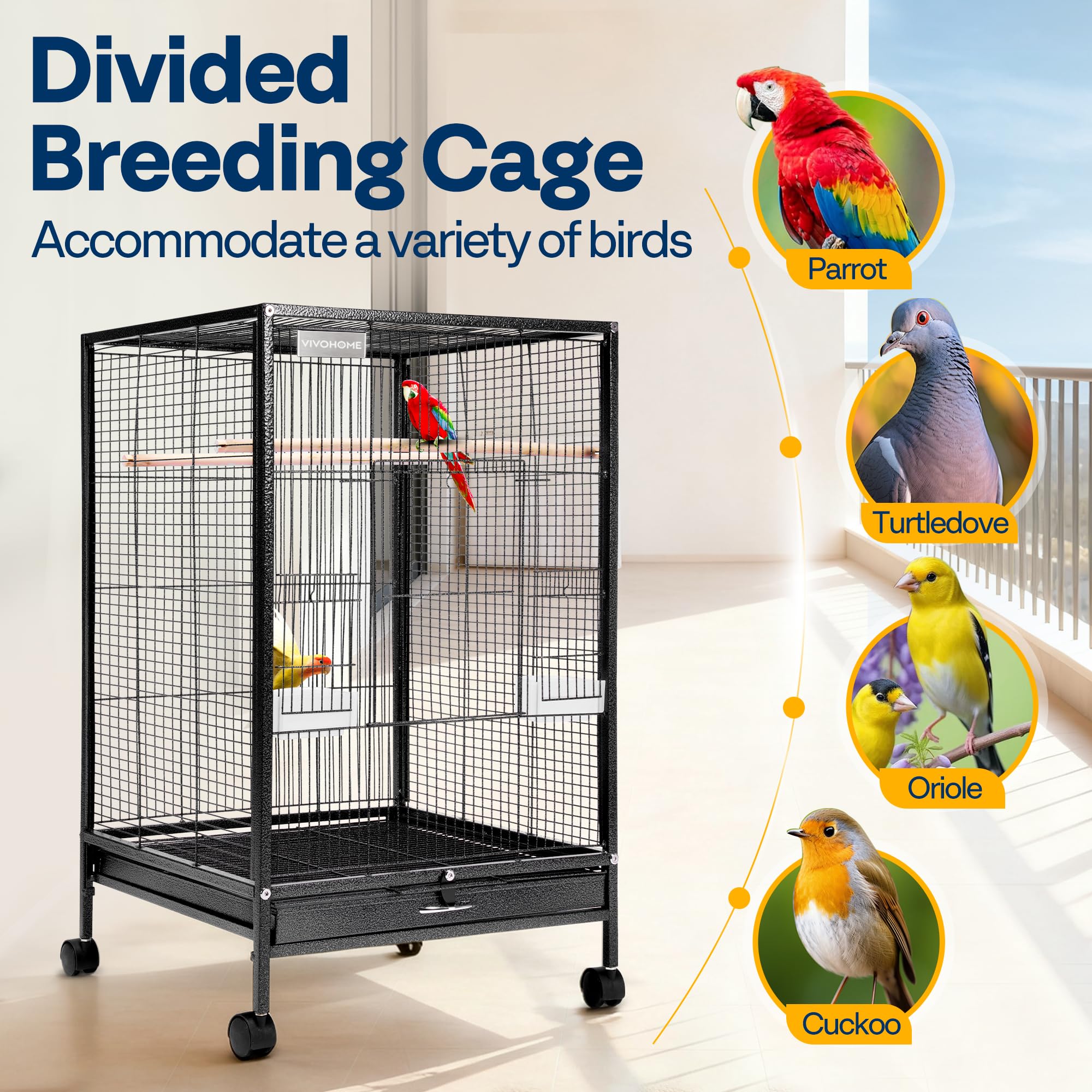 Roulettes robustes permettant un déplacement fiable de la cage Vivohome