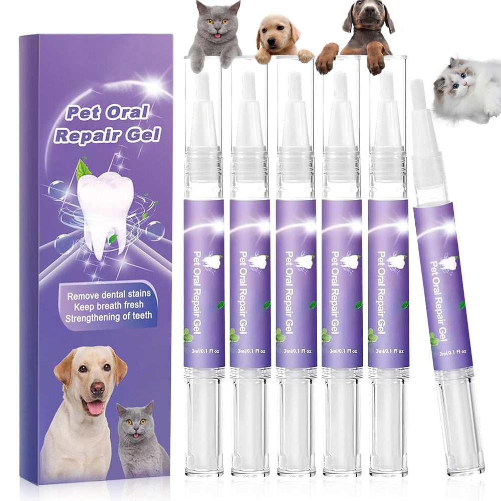 Gel Vizela réparation buccale animaux, tube 3 ml, application directe pour dents propres.