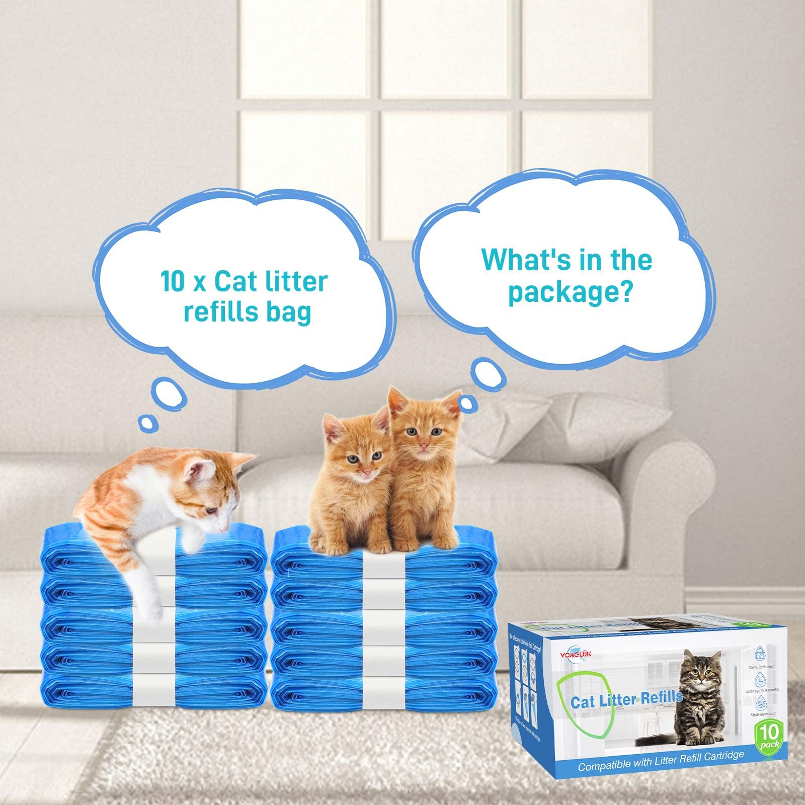 VoagLuk lot de 10 – idéal pour 1 chat ou plus, jusqu’à 8 semaines.