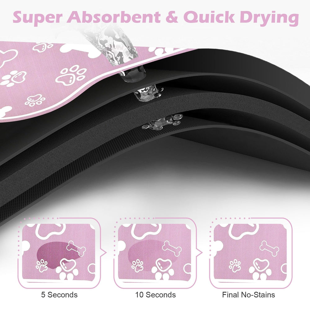 Voanos tapis anti-glisse rose pour gamelle, sécurité durant le repas.