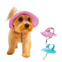 Chapeau vodafulgir pour chien, rose avec bord rond, ombre efficace lors des balades.