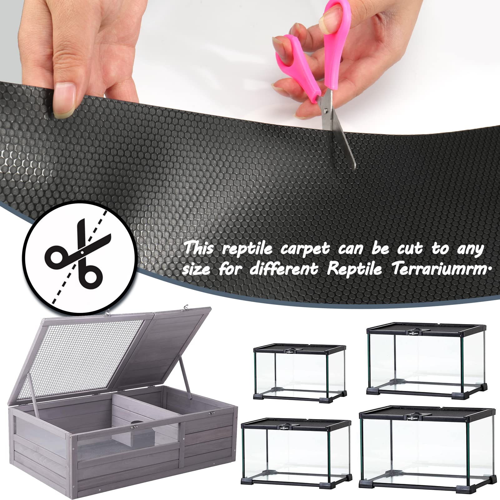 Vodolo tapis terrarium noir, retention thermique pour une chaleur plus constante.