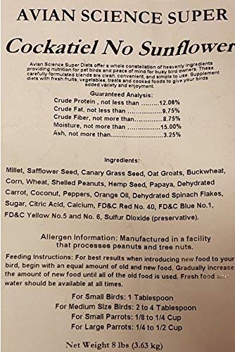 Mélange grains-fruits-légumes Volkman pour calopsittes – nutrition variée.