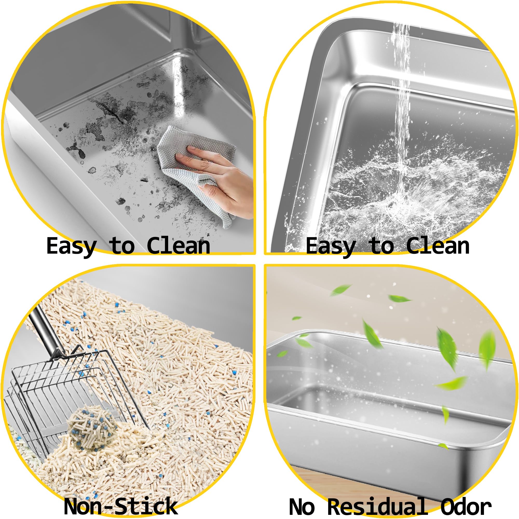 Volope boîte-litière acier inox bords lisses et sans arêtes.