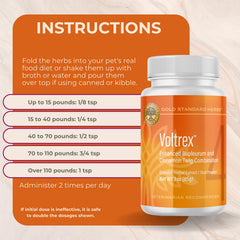 Administration pratique de Voltrex poudre dans le repas du chien.