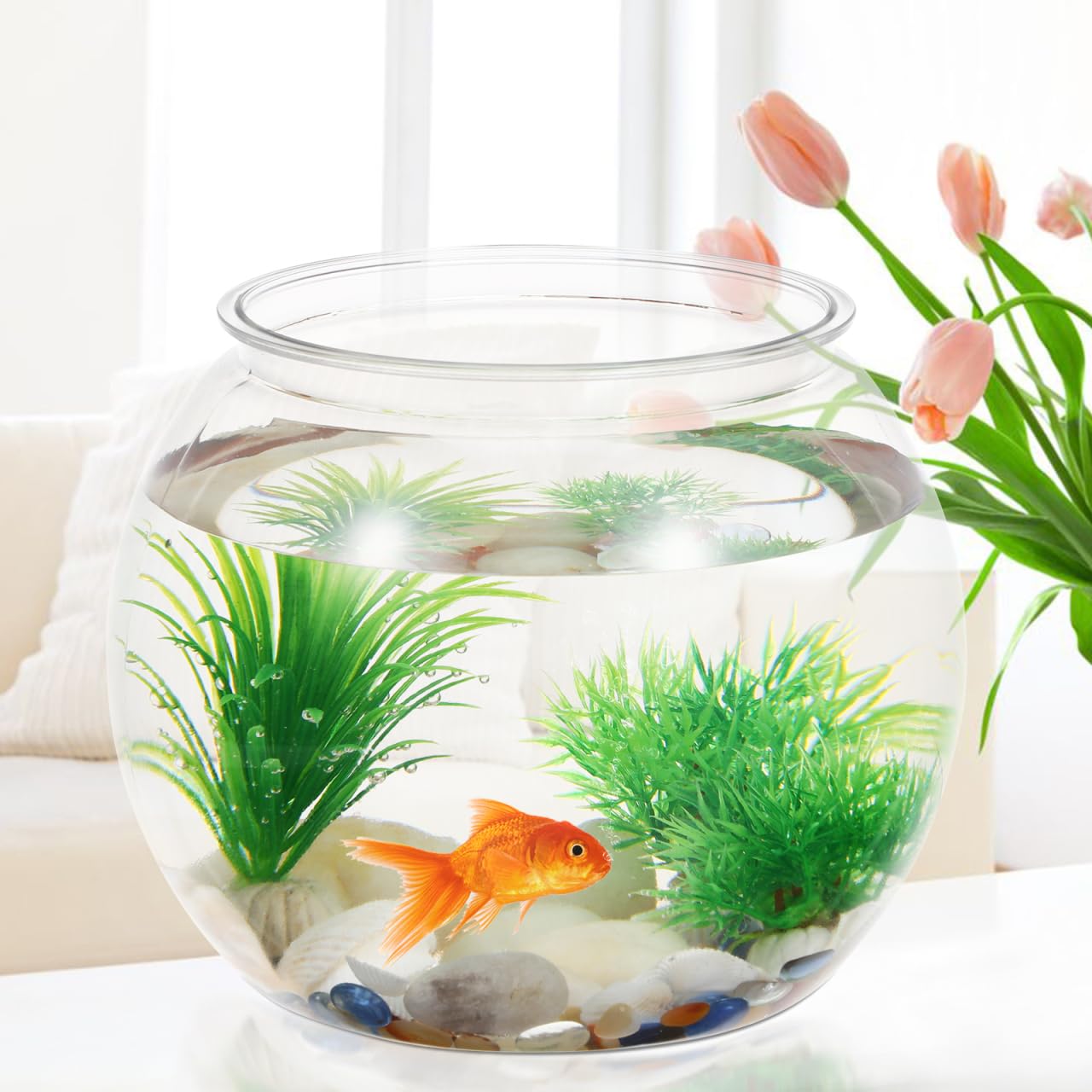VOSAREA bol poisson transparent met en valeur plantes flottantes et cailloux décoratifs
