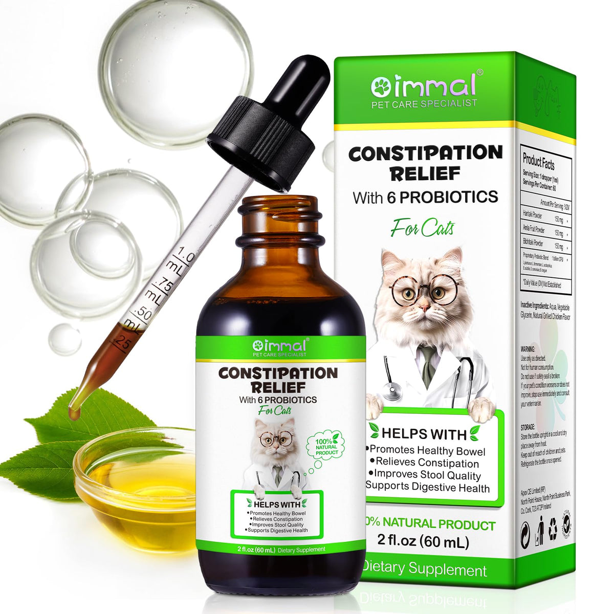 VOSIFSDIY Chat gouttes bouteille – potentiel soulagement de la constipation
