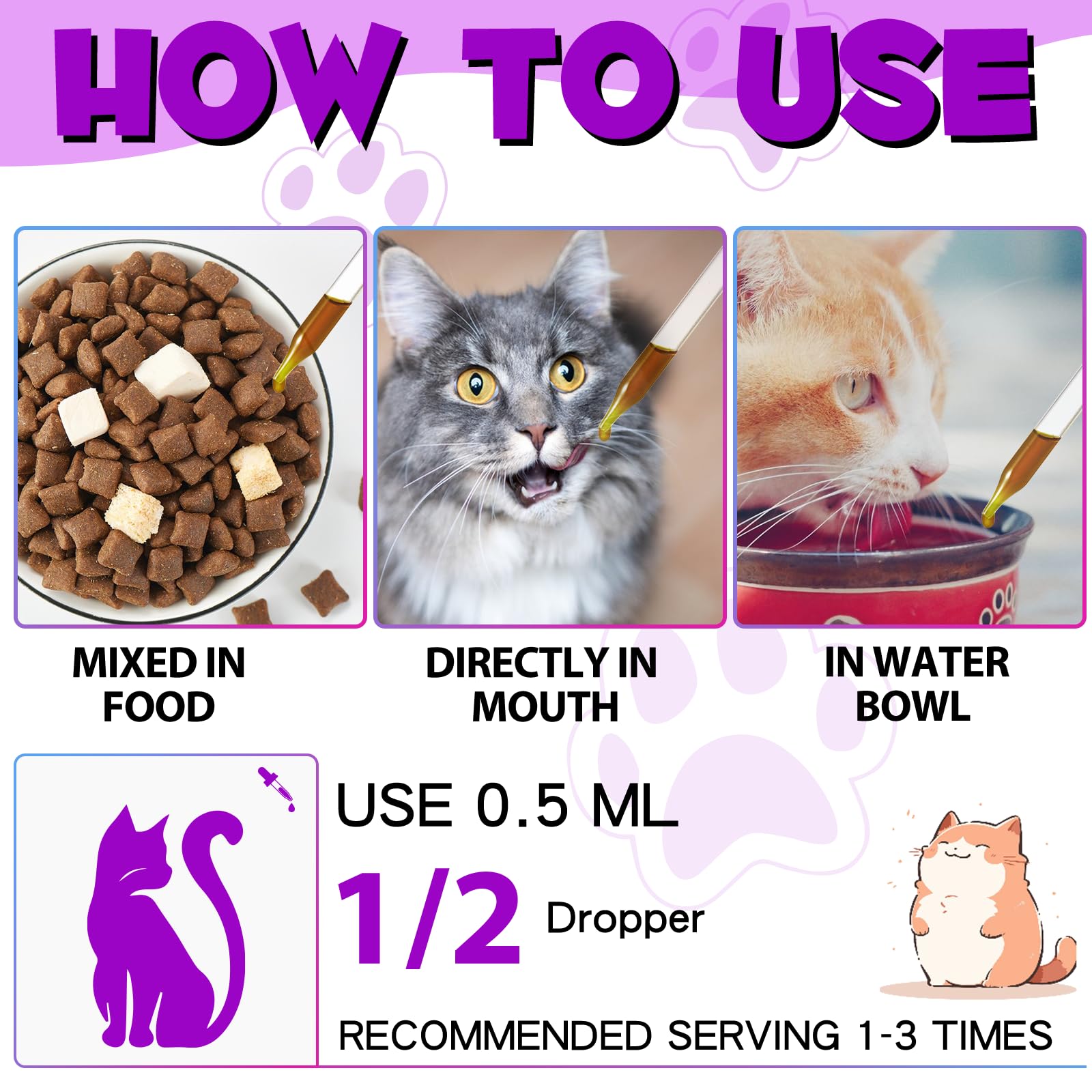 Gouttes VOSIFSDIY pour chats, administration facile au quotidien.