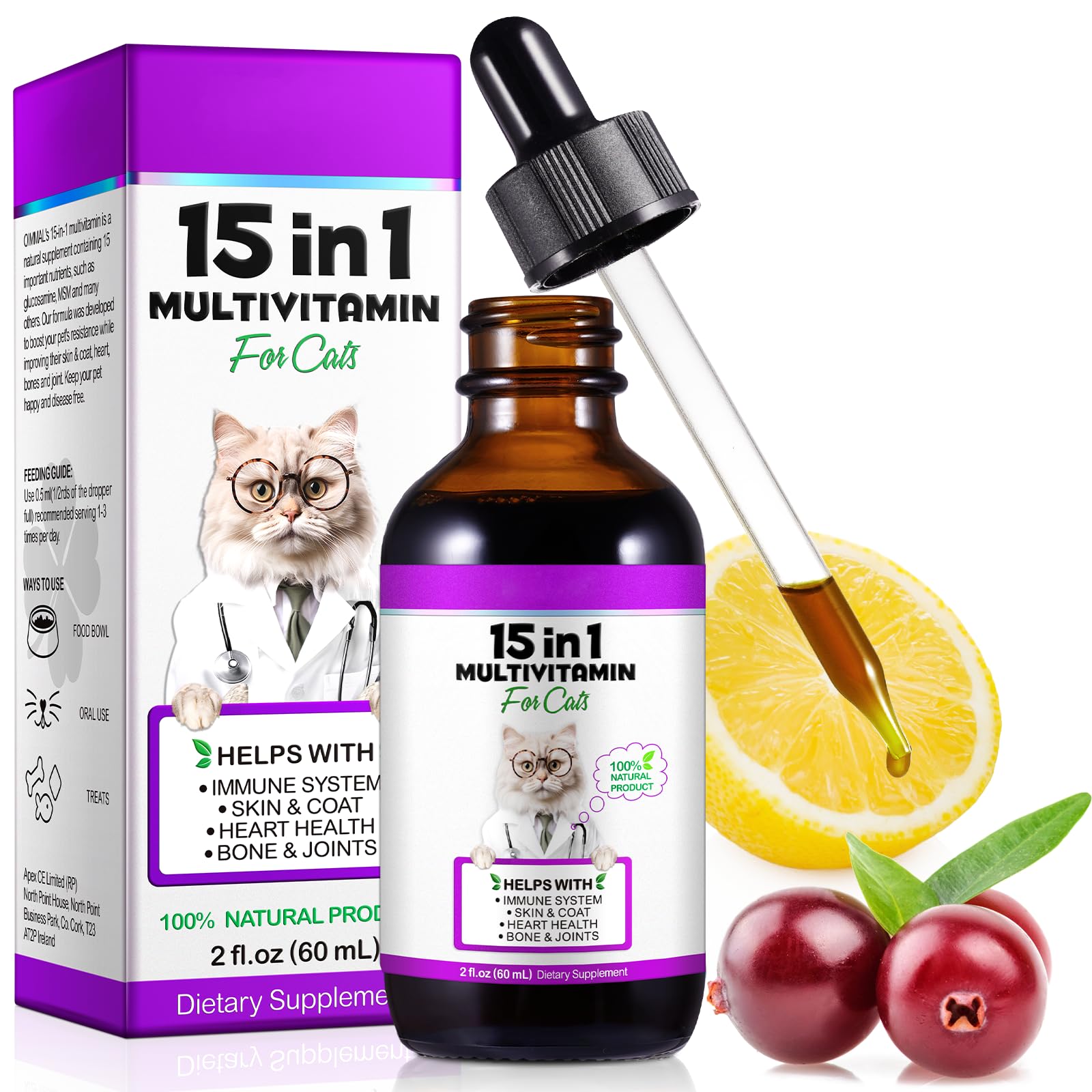 VOSIFSDIY multivitamines-chat flacon-gouttes – soutien potentiel au bien-être général.