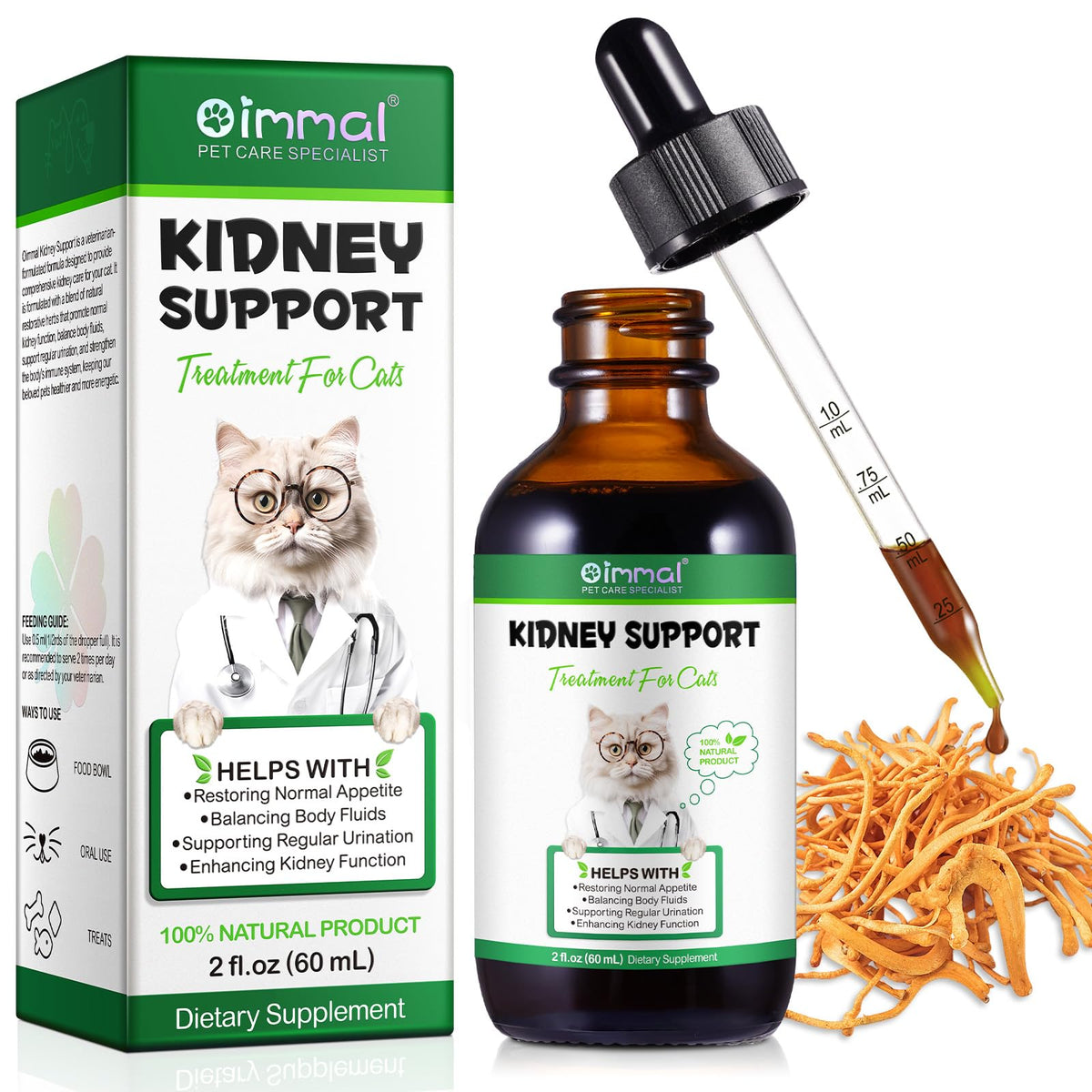 Flacon gouttes VOSIFSDIY soutenant la fonction rénale du chat