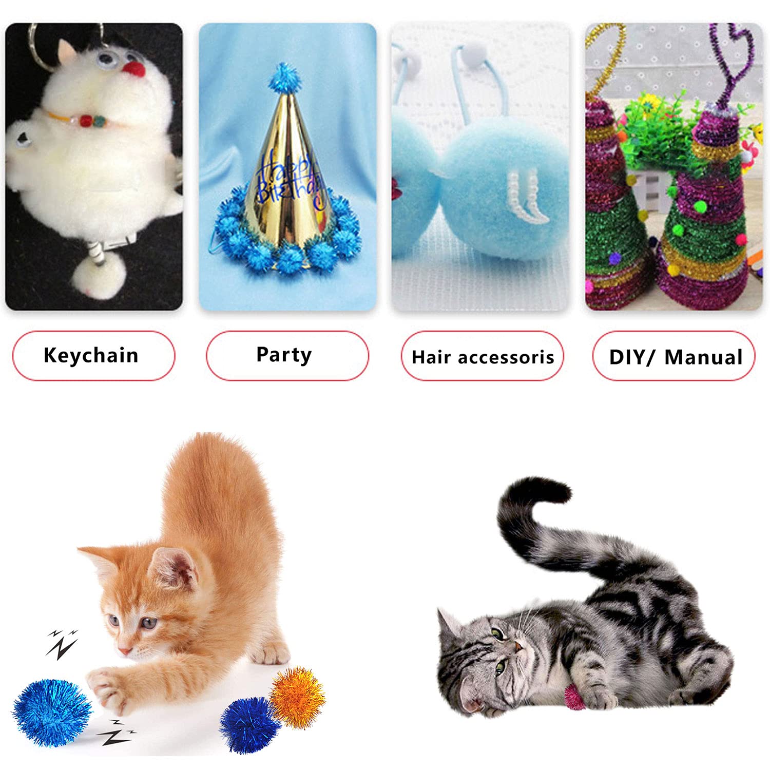 Balles de grande taille VOVIGGOL pour chats, idéales pour les jeux en intérieur.