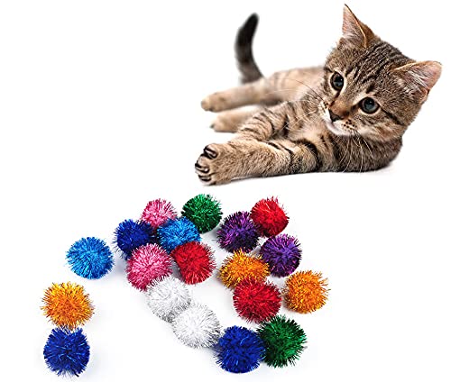 VOVIGGOL balles peluche multicolores pour chats, douceur et variété visuelle pour le jeu.