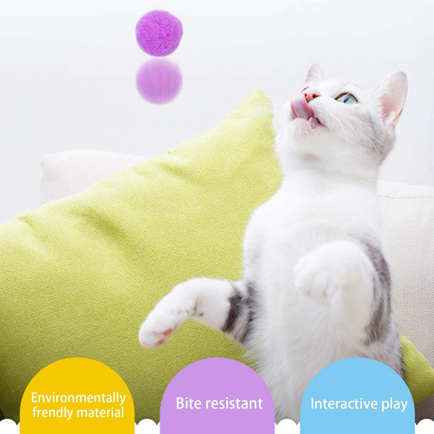 Chat DIY pompon déco, idées décoratives faciles et amusantes.