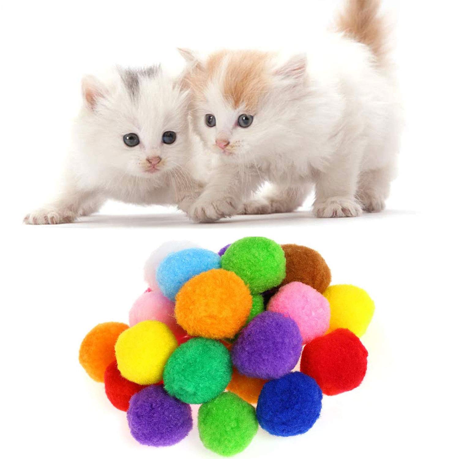 Pompon chat diamètre 33 mm, facile à saisir et à transporter.