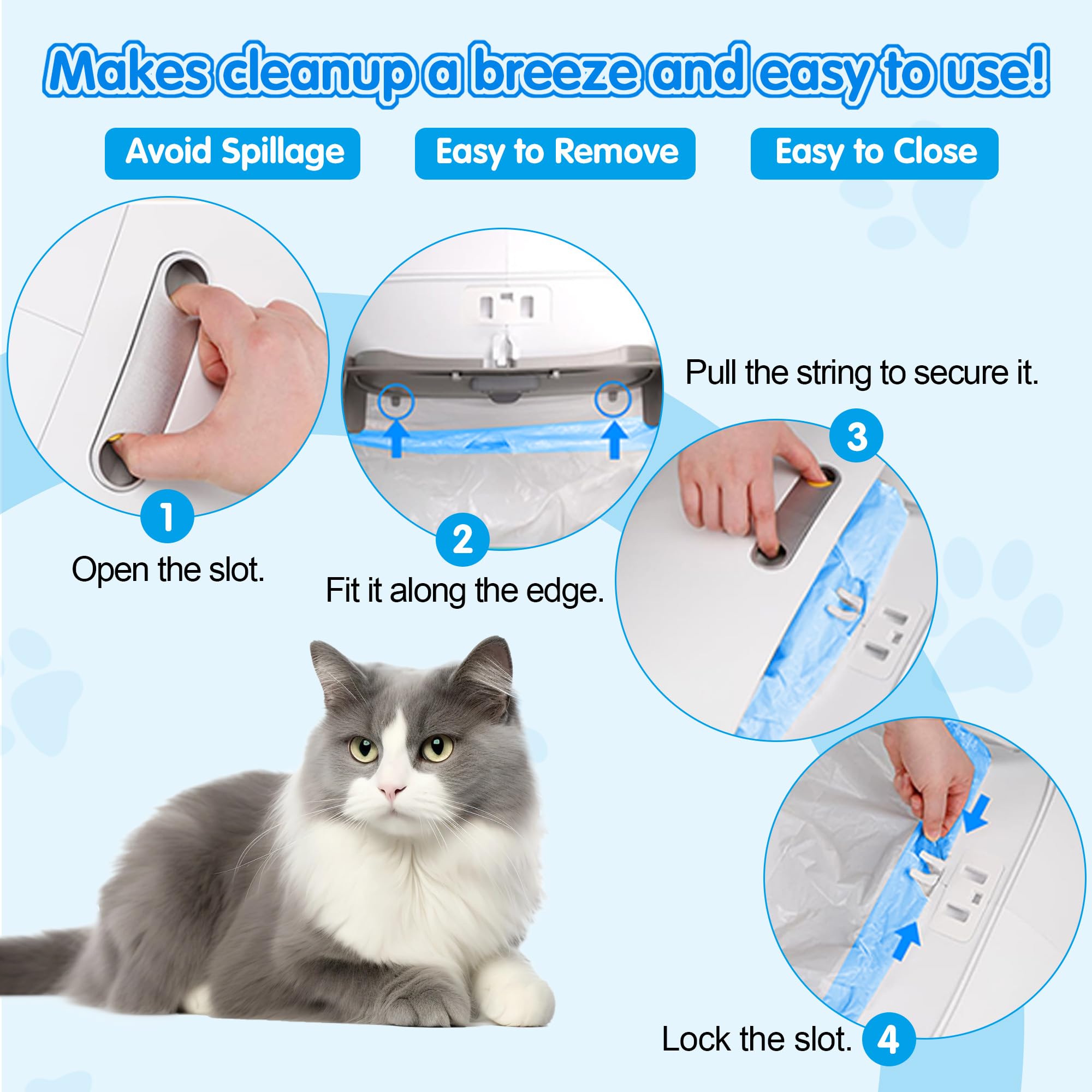 VOZIXALA sacs-litiere-auto fermeture à corde pratique pour sceller rapidement