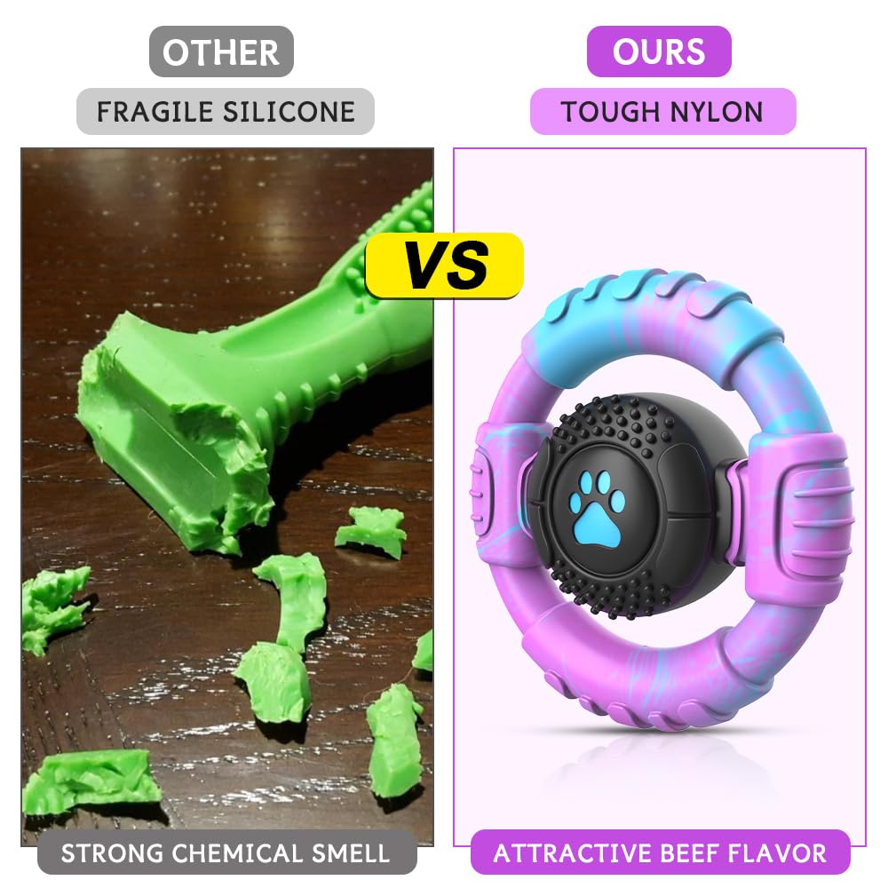 Rainures et reliefs favorisent le brossage des dents pendant le jeu.