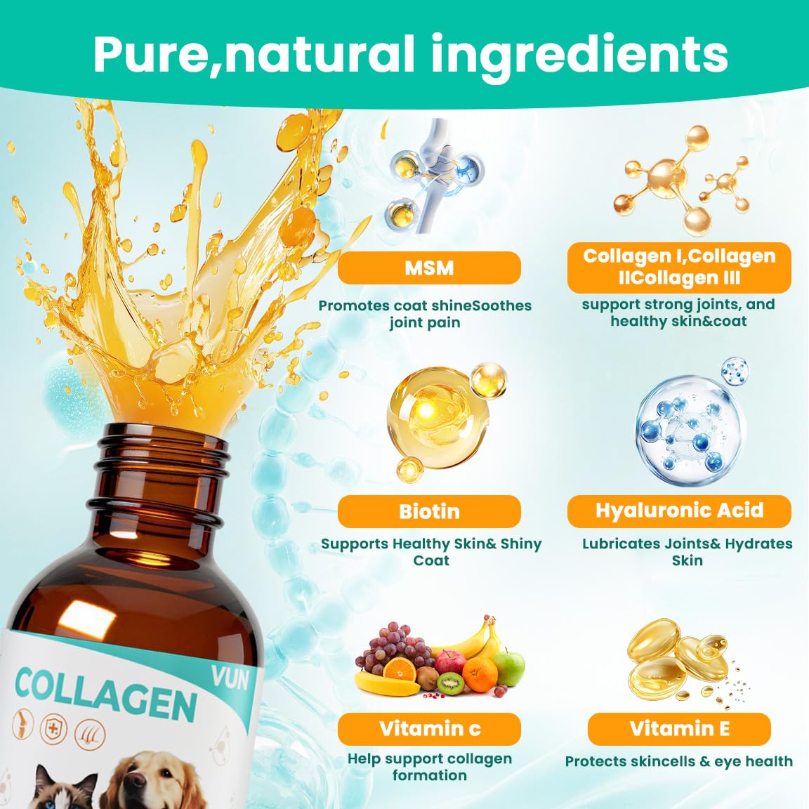 VUN collagène peau-elasticite hydrate la peau et aide le confort.