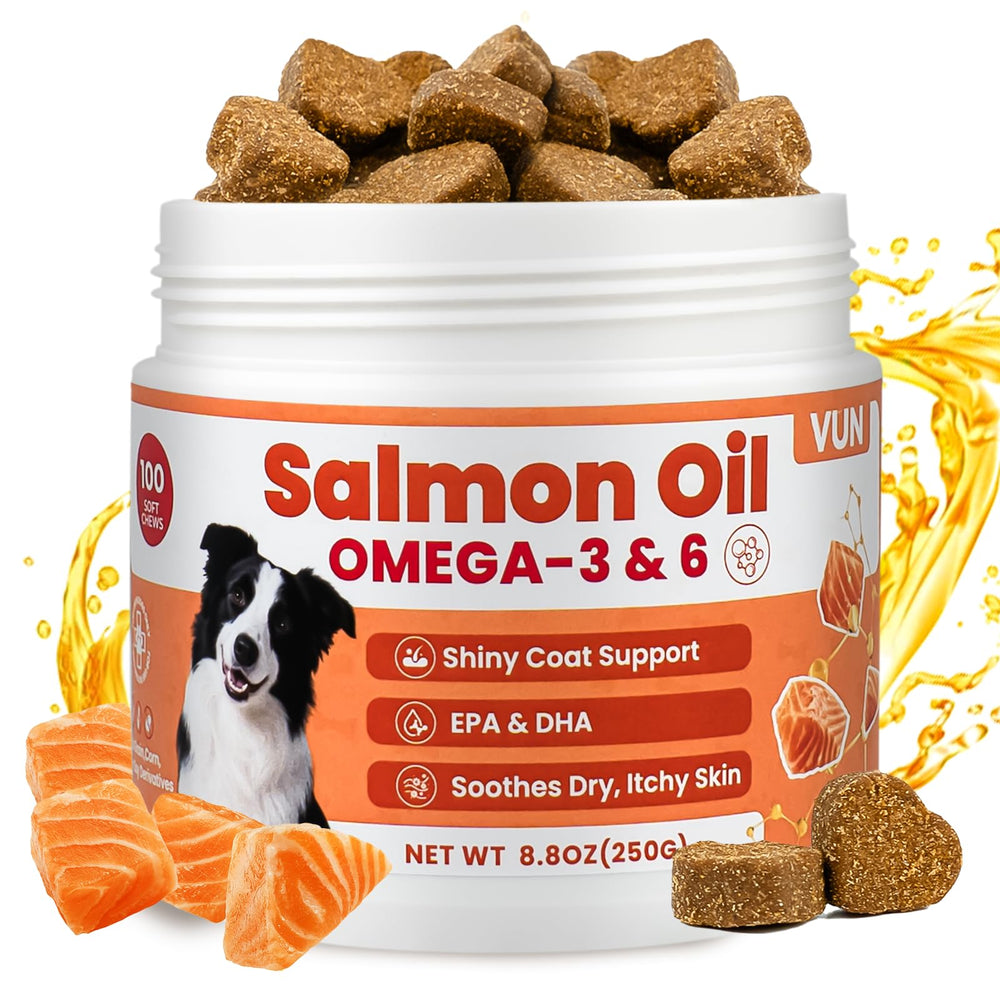 VUN huile saumon chien – pelage brillant et nourri.