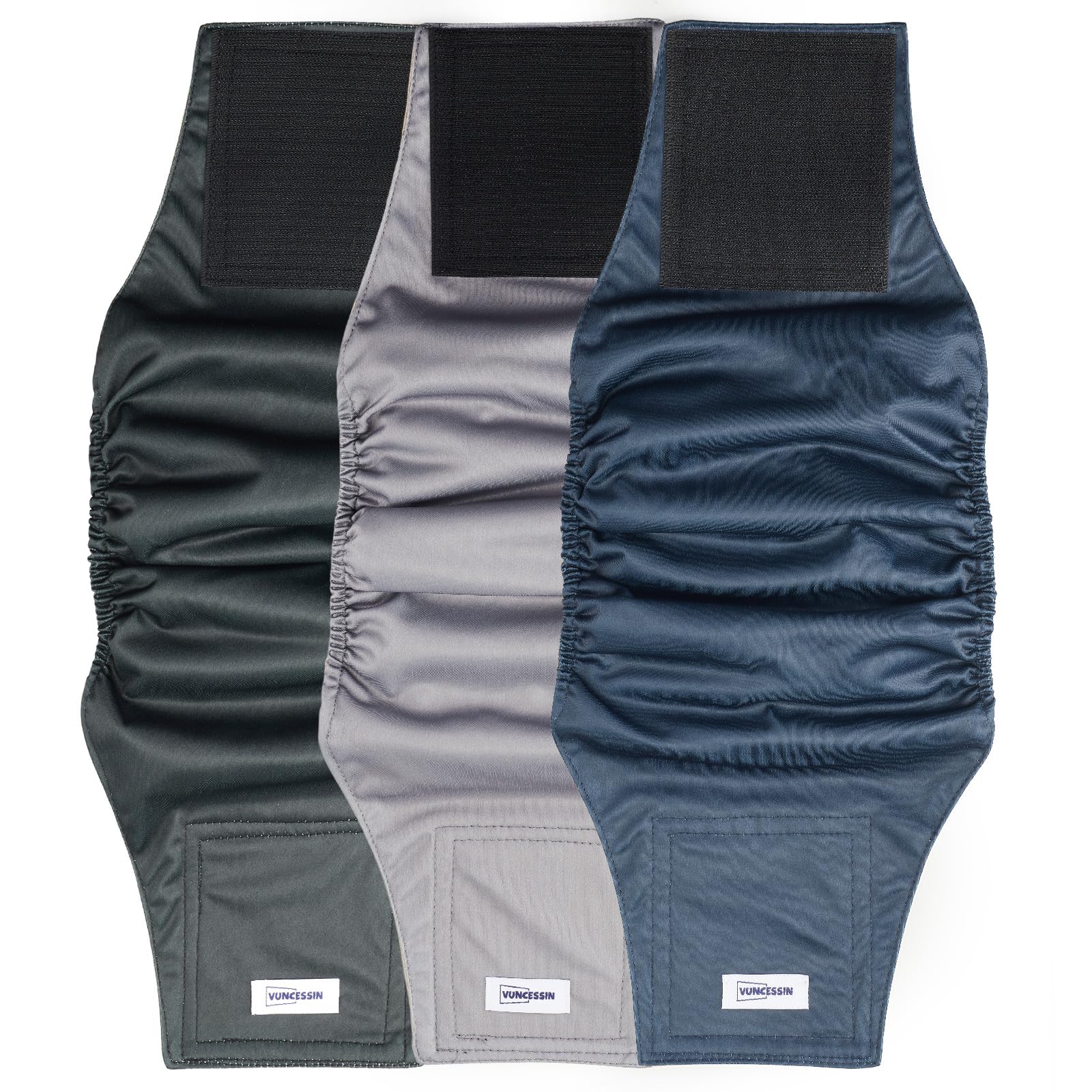 Bandes ventrales VUNCESSIN avec Velcro, ajustables pour chien mâle et réutilisables.