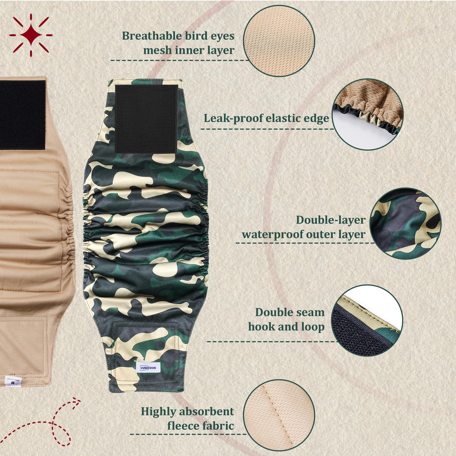 VUNCESSIN fermeture velcro renforcée assure un ajustement sûr et durable.