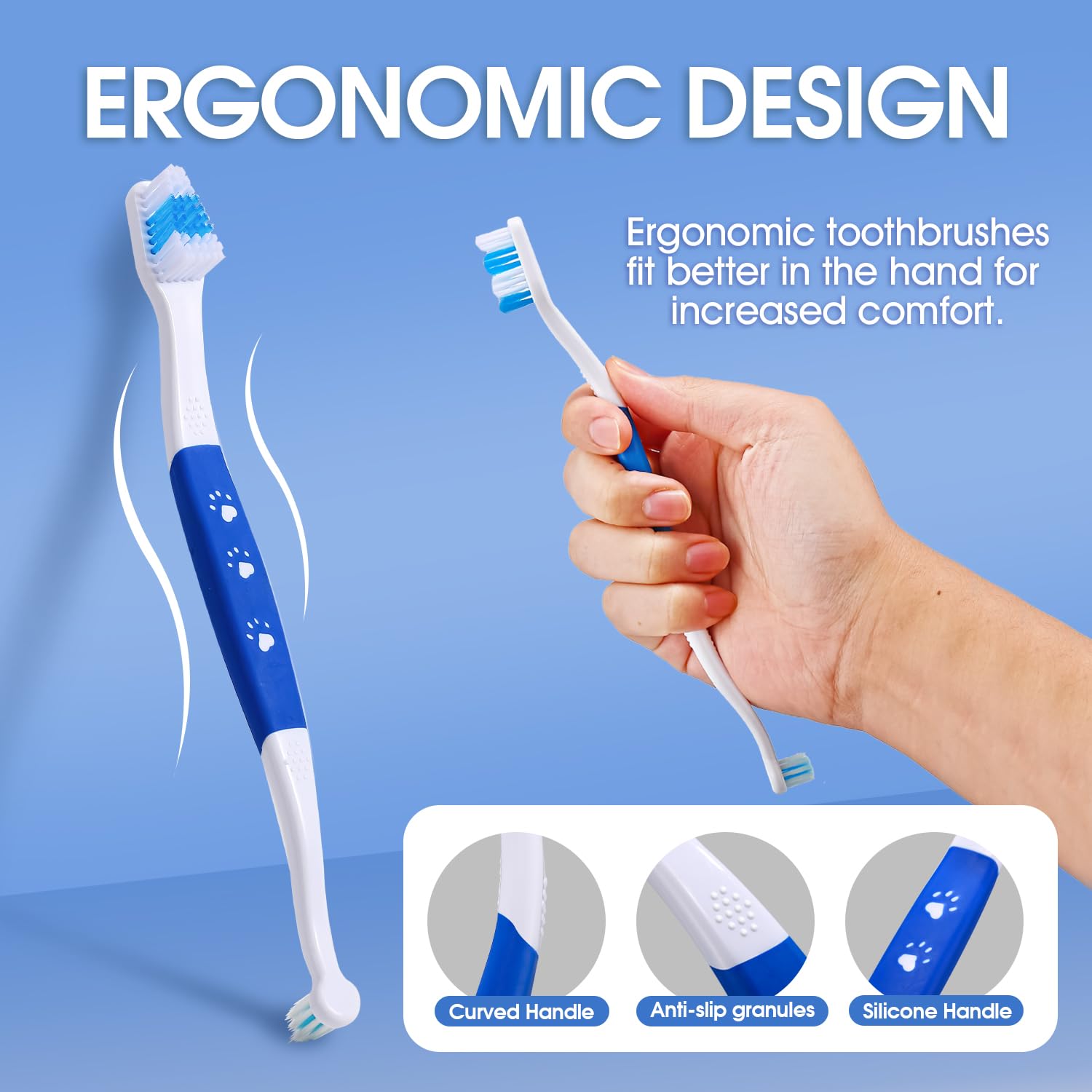 VVHOMIFE brosse dent chien manche en S non glissante assure stabilité