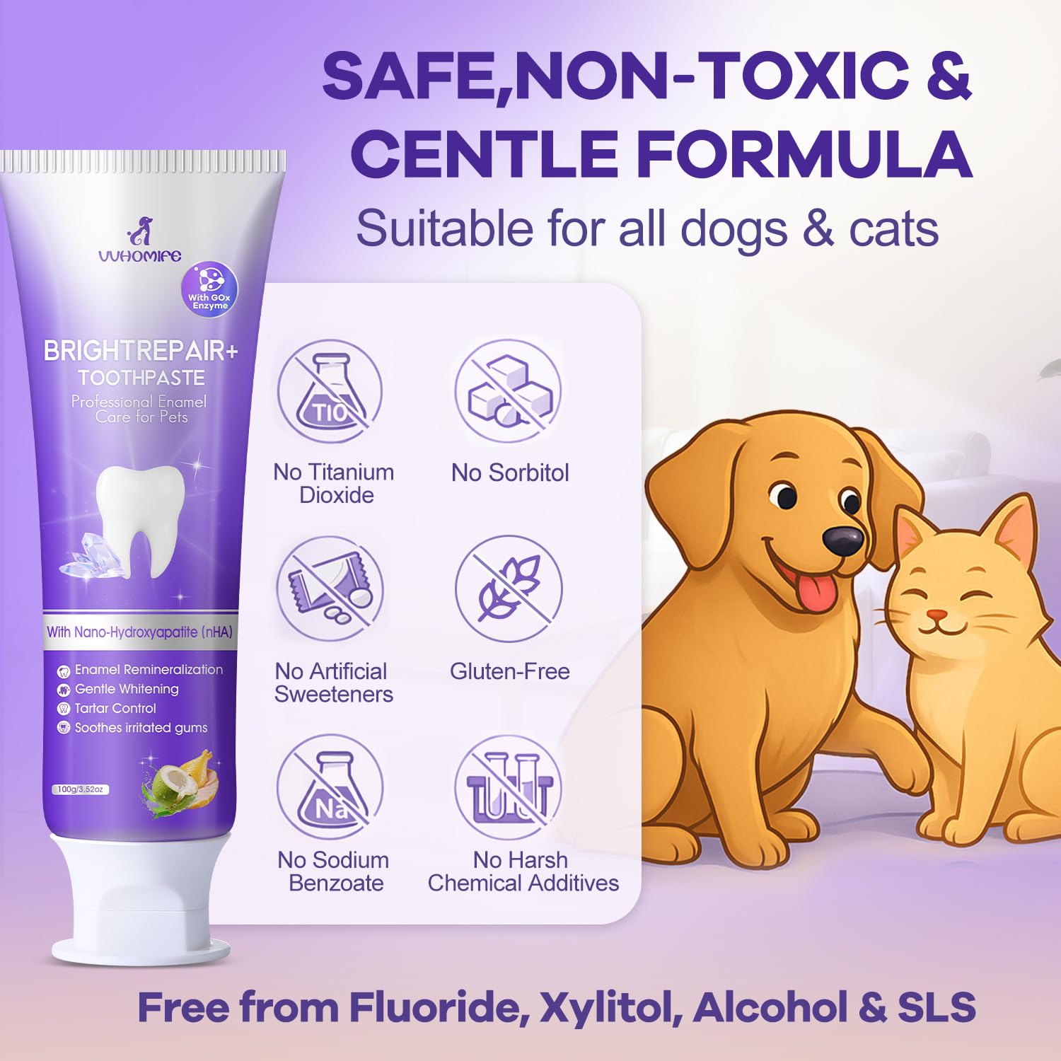 VVHOMIFE dentifrice nHA 6% – haleine plus fraîche après le brossage.