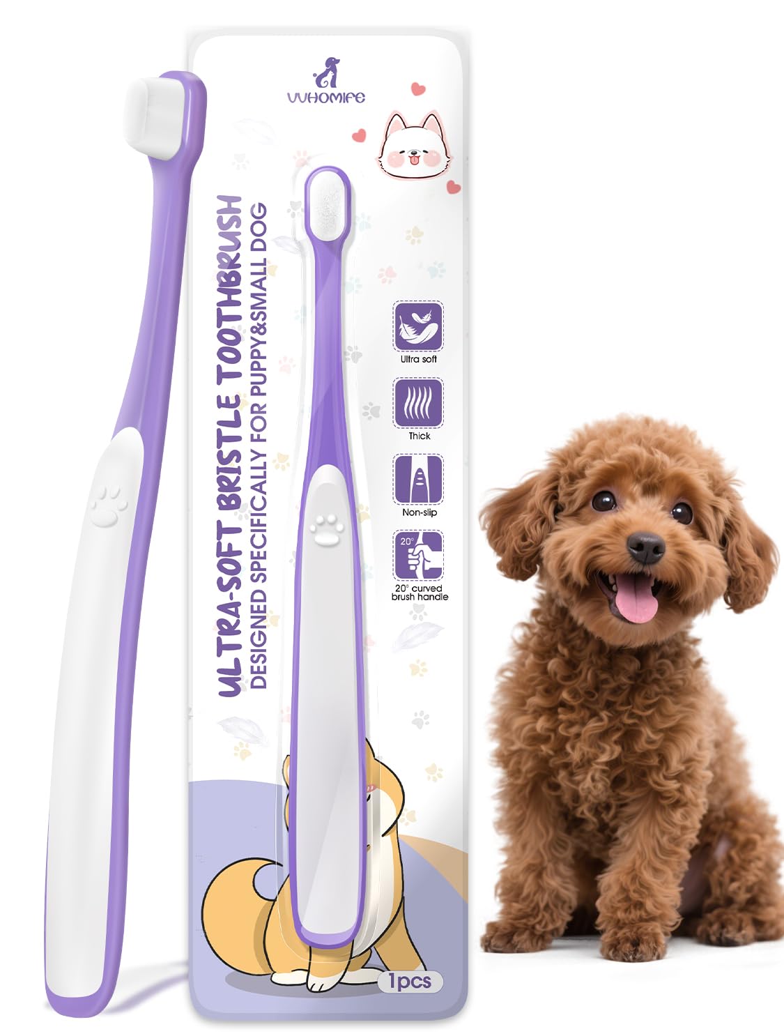VVHOMIFE mini-tête-brosse-dents facilite le nettoyage ciblé des petits chiens.