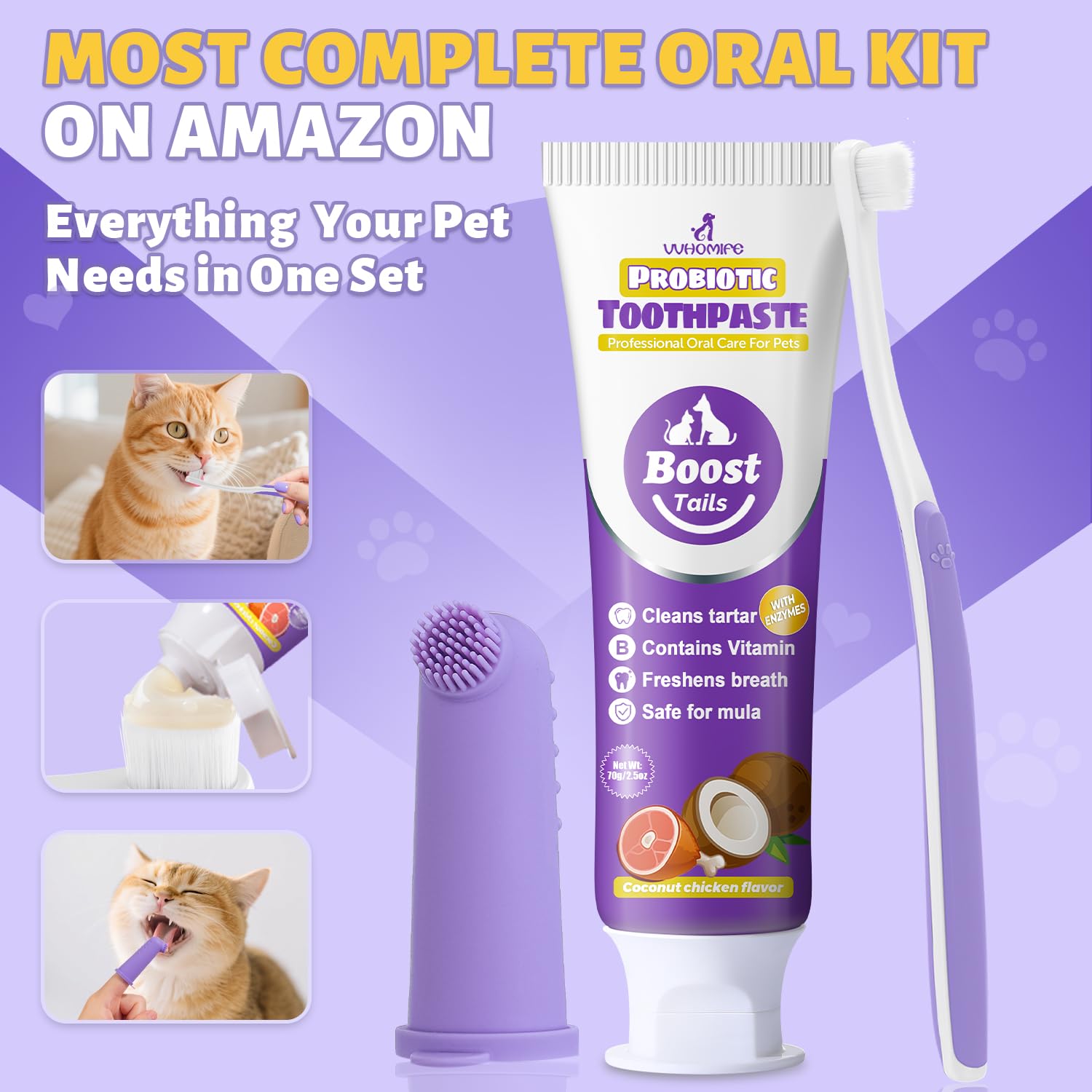 VVHOMIFE utilisation brosse chat, progression du comportement lors du brossage.