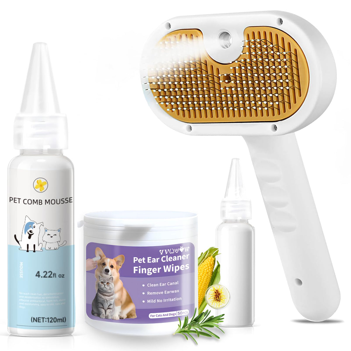 Brosse vapeur VVWVVW pour chat, 3 en 1, facilite le toilettage.