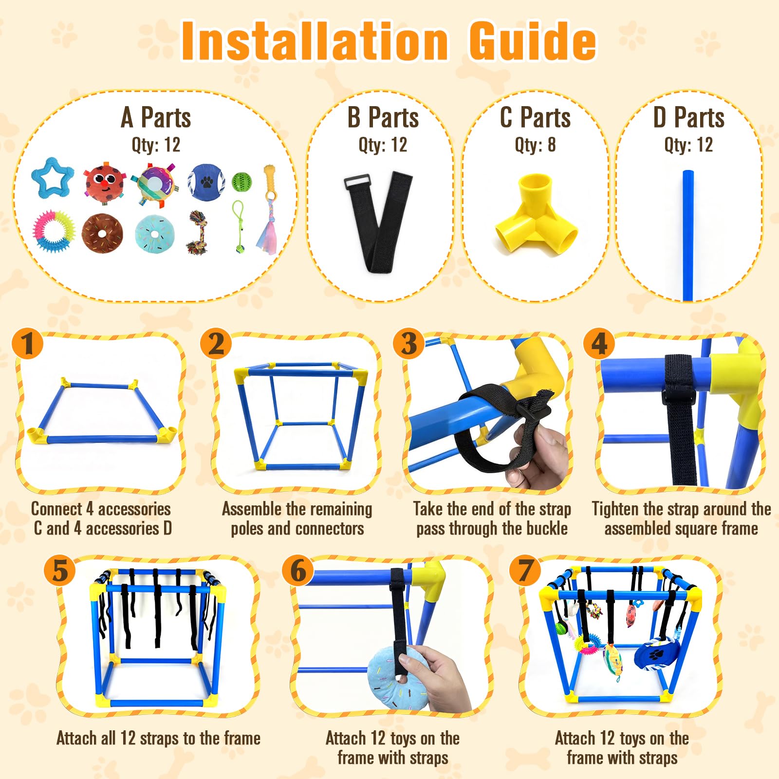 VYNALTIX Puppy Play Gym 12-jouets-interactifs: stimulation sensorielle pour chiots