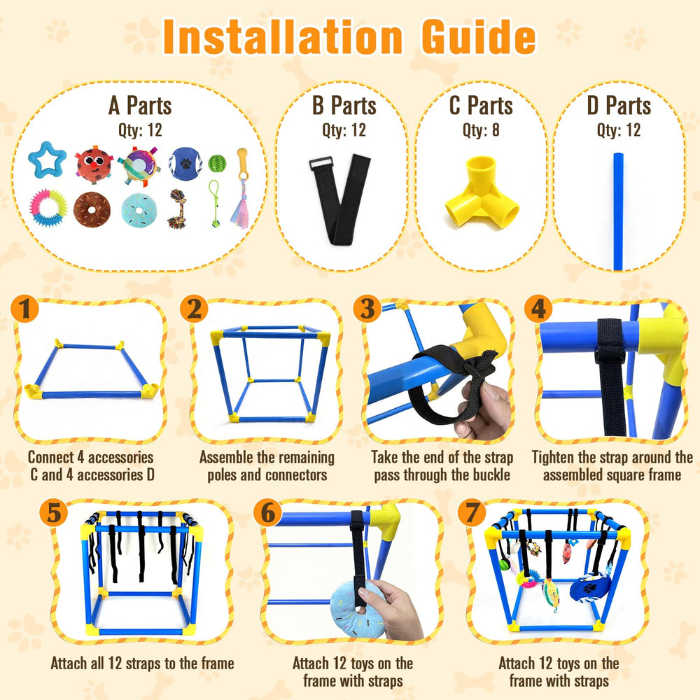 VYNALTIX Puppy Play Gym 12-jouets-interactifs: stimulation sensorielle pour chiots