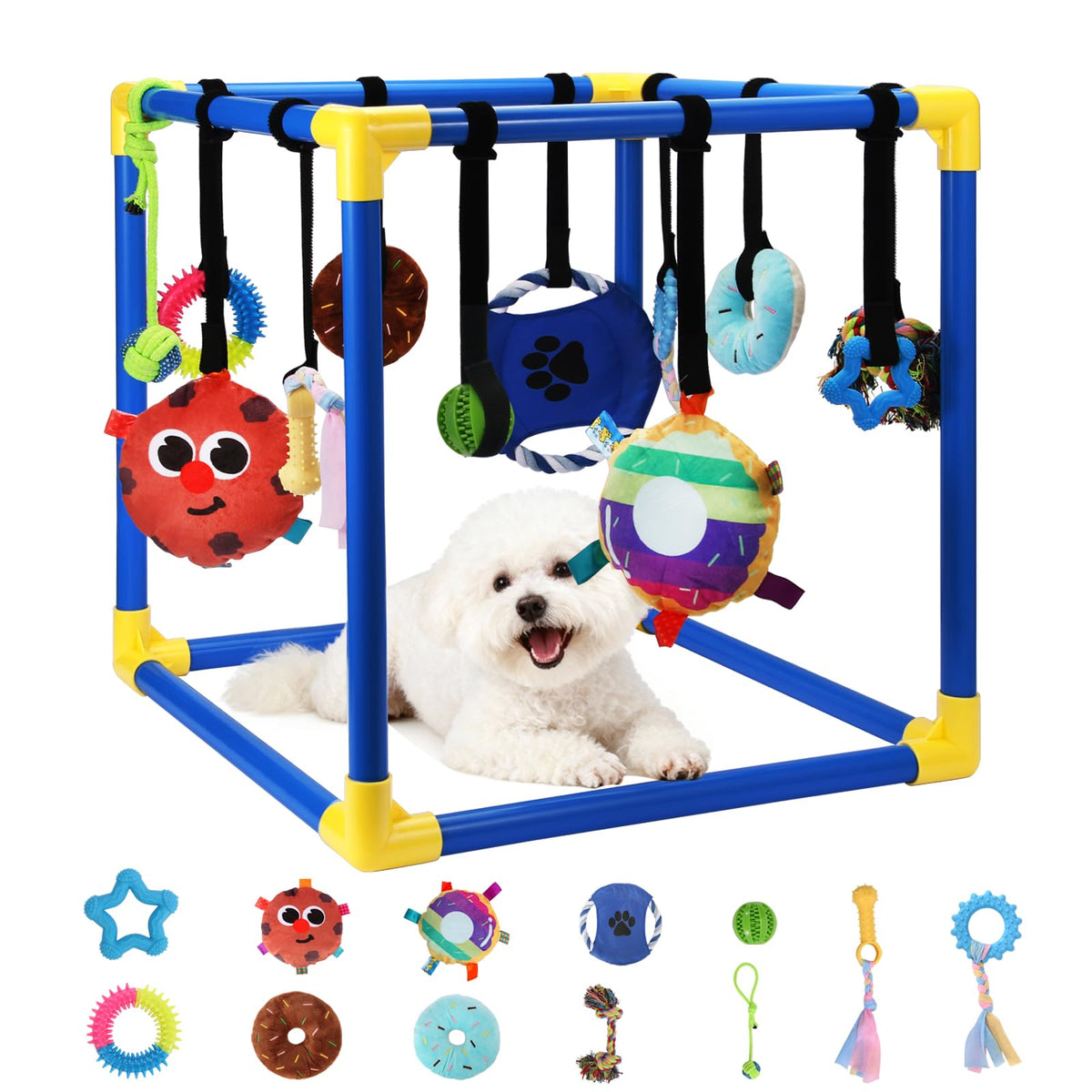 VYNALTIX Puppy Play Gym cadre PVC securise: base stabile pour chiots et jeunes chiens