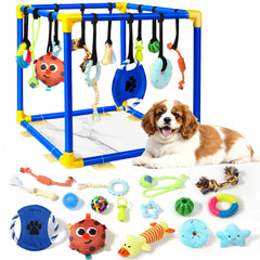 Puppy Play Gym de VYNALTIX avec jouets suspendus favorisant la stimulation mentale.