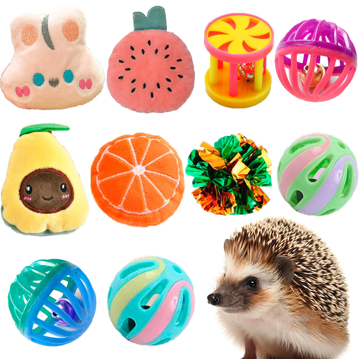 VZqola ensemble de 10 jouets pour hérisson, stimulation mentale et jeu sécuritaire.