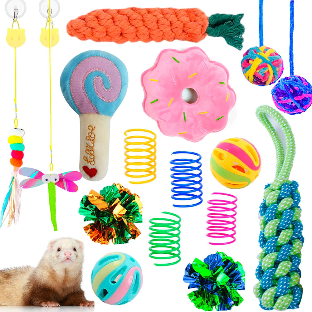 Ensemble VZqola 16 jouets furet, variété et stimulation assurées.