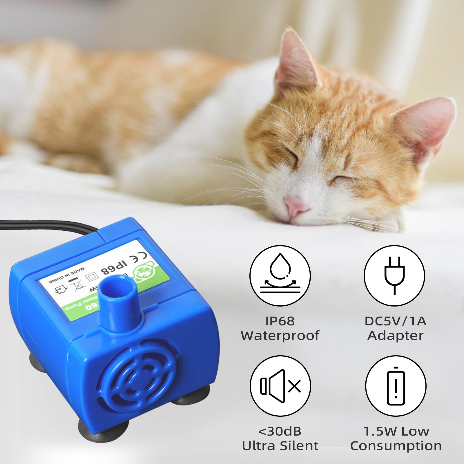 Waatoos pompe-fontaine-chat-dr-dc160-materiaux-inox-ceramique: matériaux durables