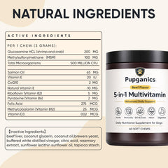 WAESKI Pupganics : fiche emballage indiquant la posologie quotidienne pour chiens.