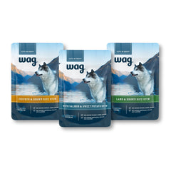 wag ensemble-sachets-24, aperçu du pack pour varier les repas du chien.