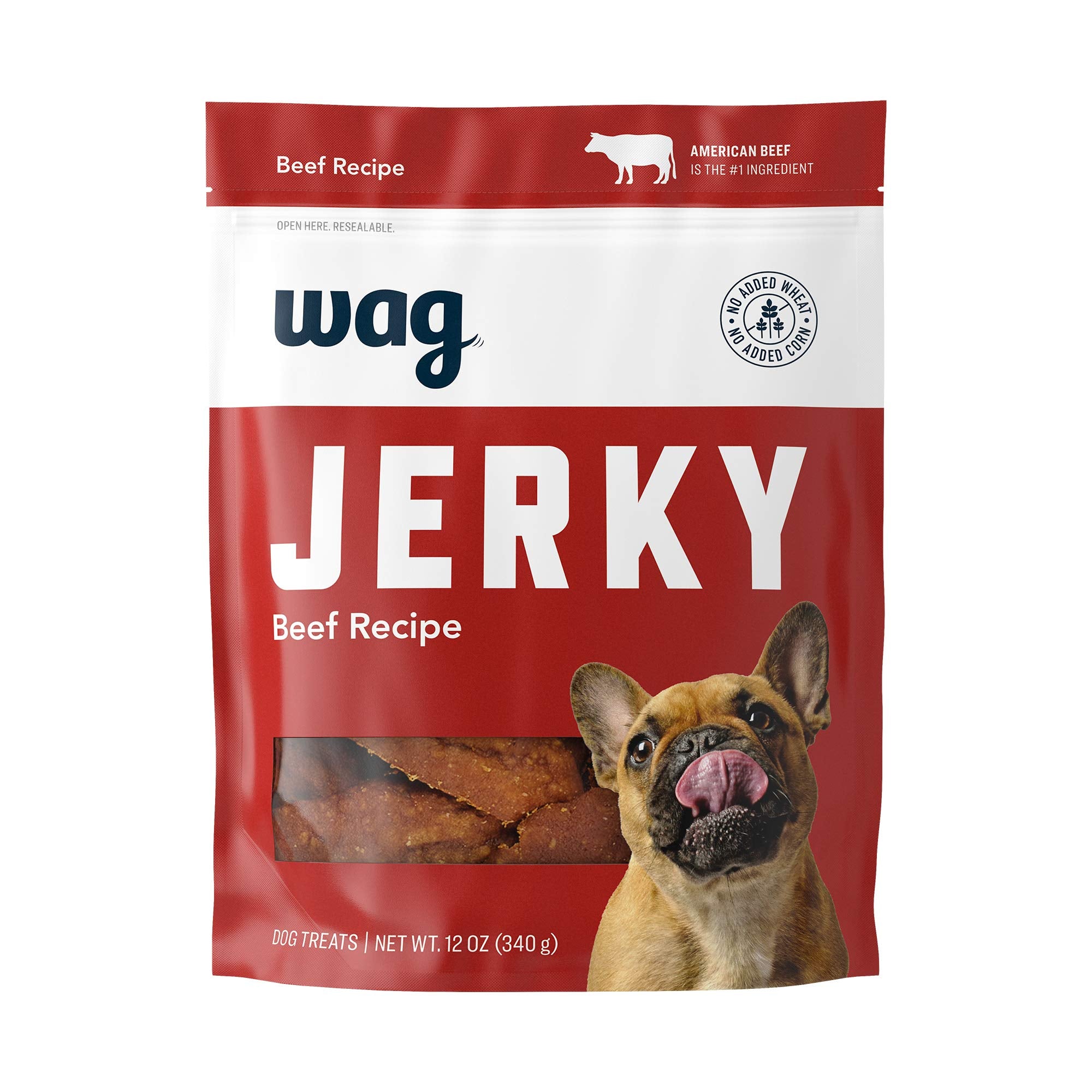 Wag friandise séchée au boeuf américain dans sachet fermeture, pratique et frais