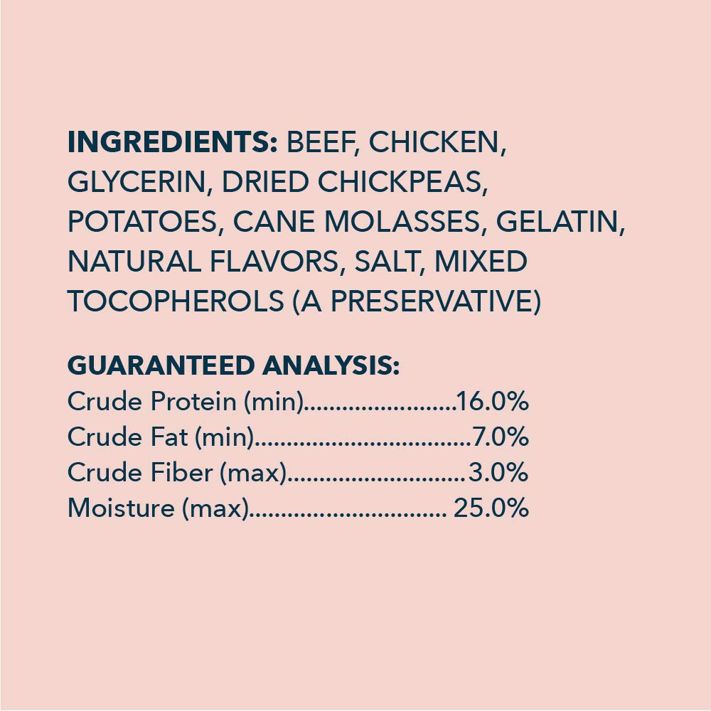 WAG friandises boeuf — sans sous-produits de volaille et sans hormones ajoutées.