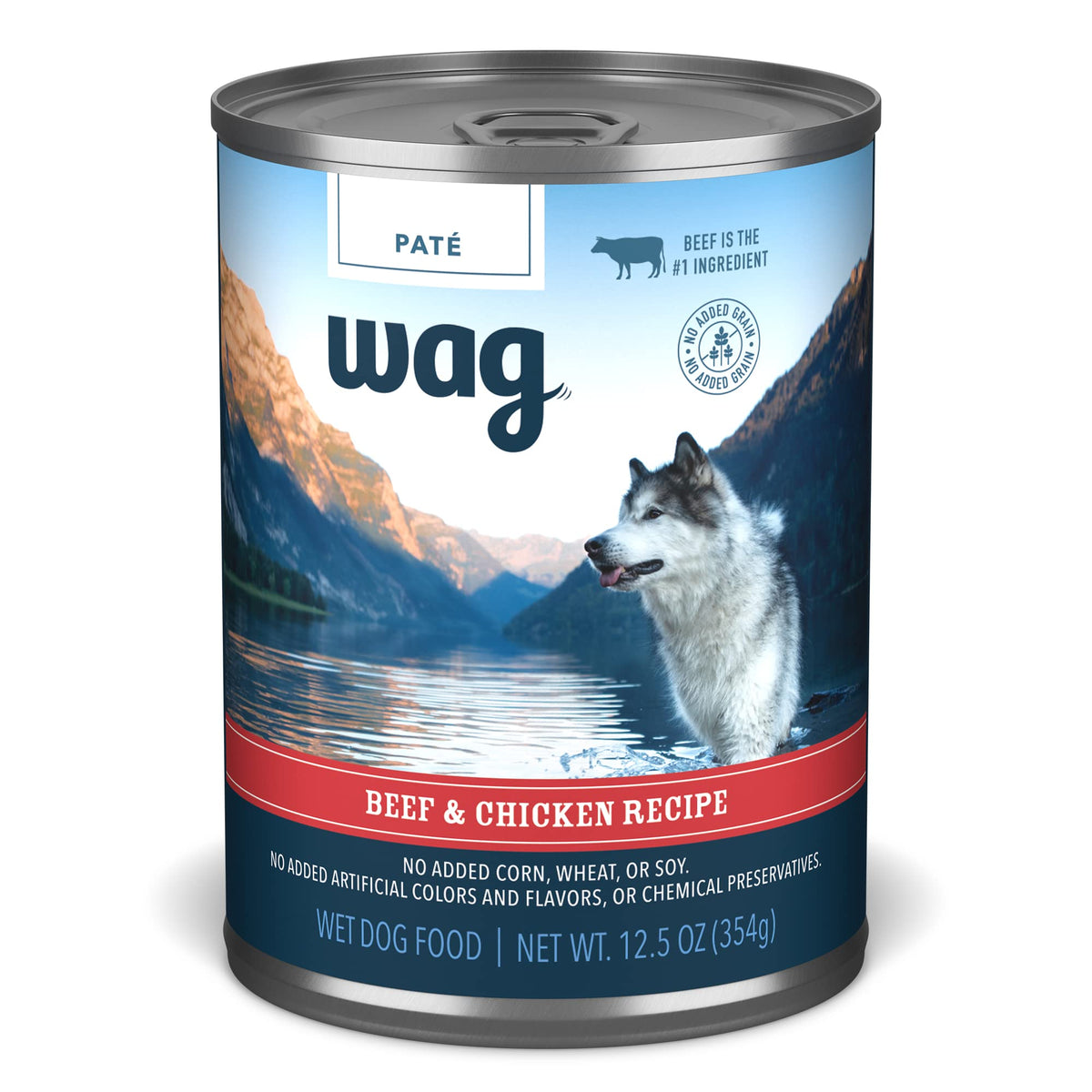 WAG Pate Conserve Boeuf et Poulet: conserve prête à servir pour repas rapides.