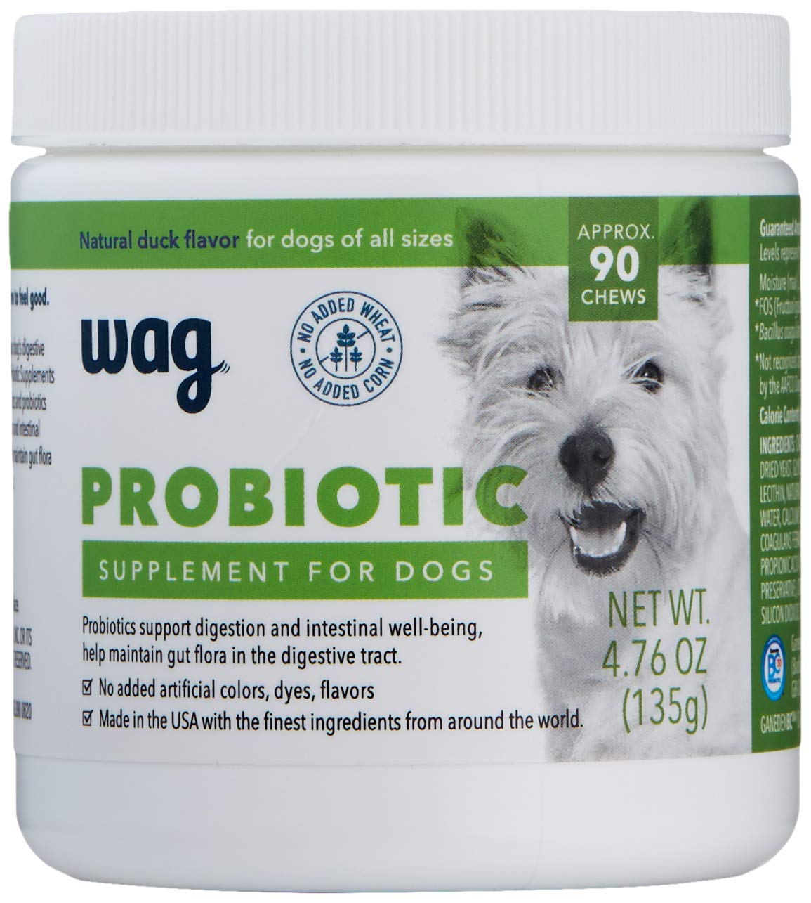WAG friandises chien sans blé ni maïs, image explicite.