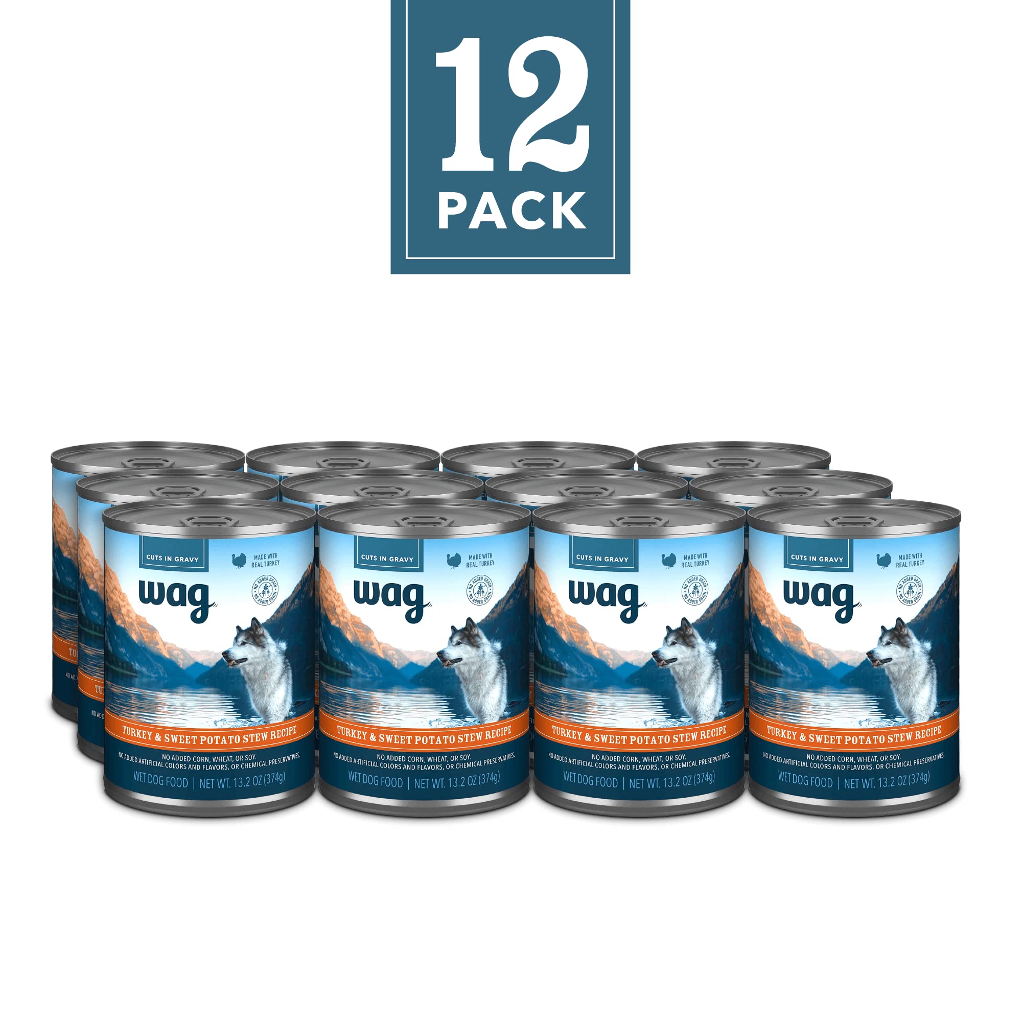 Dinde et bouillon Wag Stew visibles, ingrédients principaux délicats.