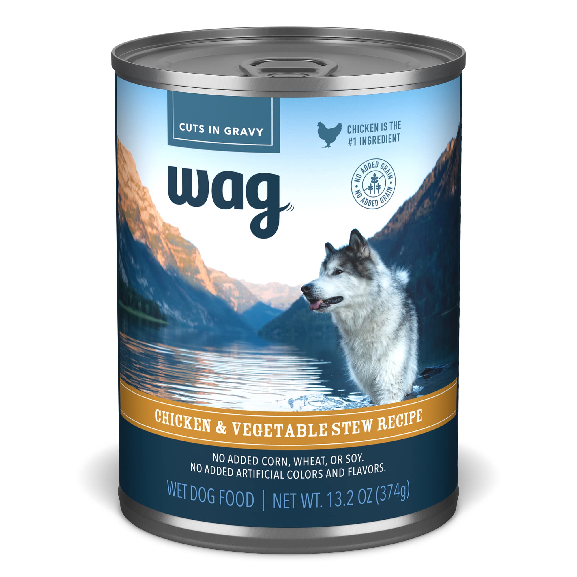 WAG Stew poulet et légumes en boîte, repas prêt à servir pour chien.