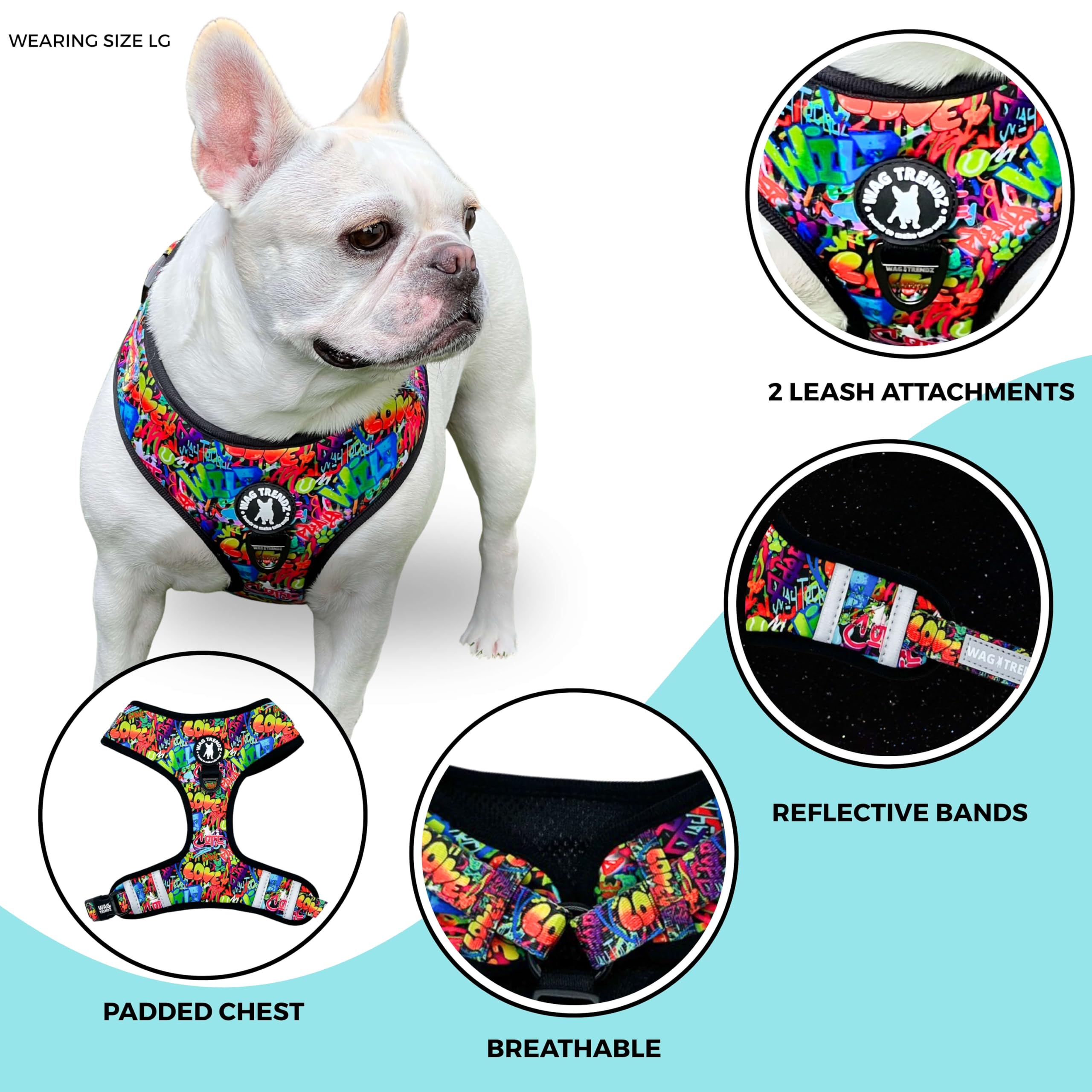 Wag Trendz intérieur en mesh respirant, ventilation idéale durant les promenades.