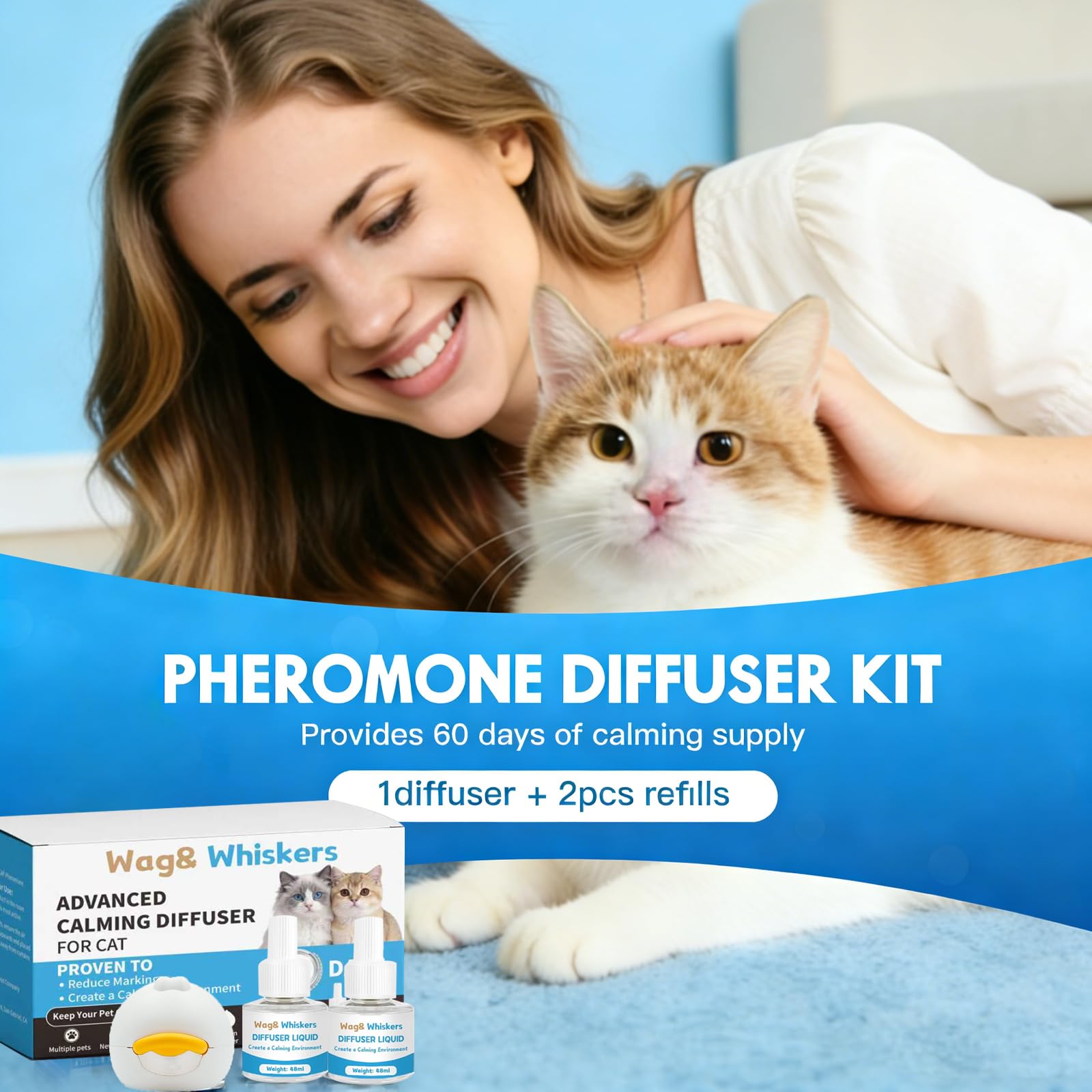 Recharge Wag and Whiskers 48 ml pour chat – usage prolongé