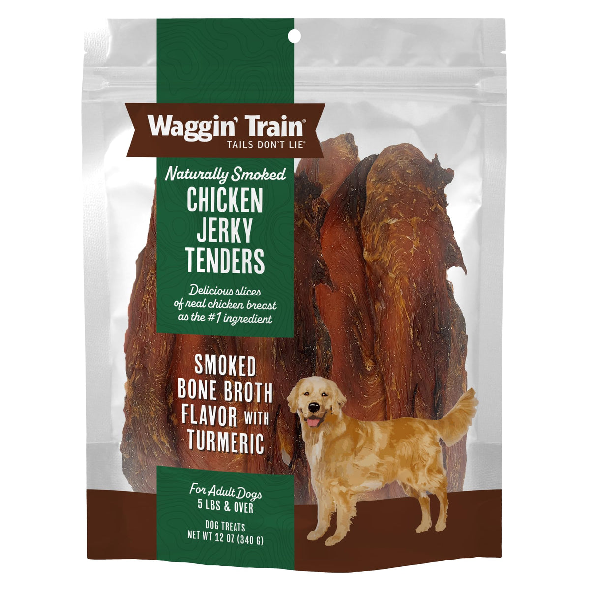 Waggin' Train Tendrons de poulet fumé, friandise protéinée pour chiens actifs.