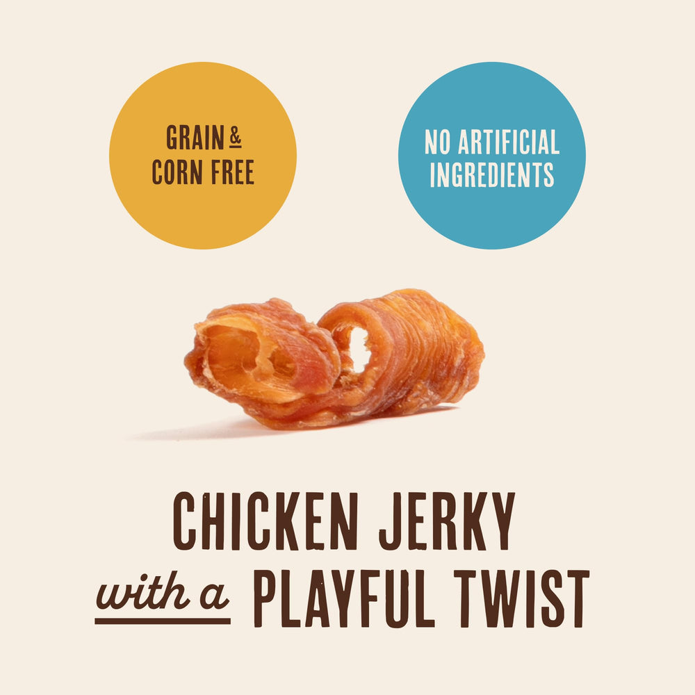 Texture moelleuse Waggin' Train jerky poulet: mâchage agréable.